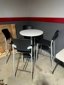 lot 68 image: High Quality Bistro  Pub Table (30 Diameter x 41.5 Tall) with 4 Chairs