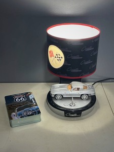 lot 103 image: Neat Corvette Stingray Lamp with Ingnition Switch Revving Engine Sounds and Route 66 Marathon 5 DVD Set in Nice Condition
