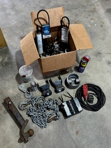 lot 112 image: Trailer Hitch, Hauling Chain, Ramsey Winch (Untested), and More