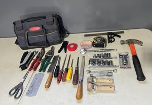 lot 121 image: Nice GM Goodwrench Socket Set with Other Tools and Rubbermaid Tool Pouch