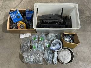 lot 138 image: Huge Lot of Carriage Bolts  Screws  Metal Grinding Discs and More