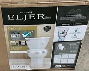 lot 149 image: Eljer Diplomat 1.6 GPF Tall Elongated Toilet (New Open Box)