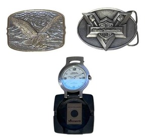 lot 161 image: Vintage Harley Davidson Belt Buckle and More