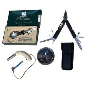 lot 163 image: New Old Stock Field & Stream Picket Watch (Needs New Battery)  Benjamin Airgun .20 Caliber Ammunition, and More