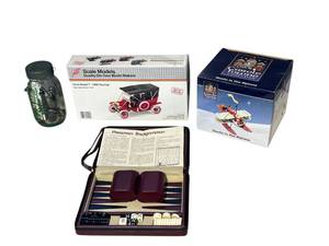 lot 167 image: New JLE Ford Model T 1909 Touring 120 Scale Model  Pressman Backgammon Set and More