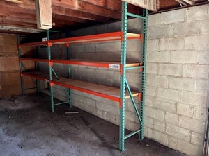 lot 177 image: Heavy Duty Metal Industrial Shelving Unit (200 Wide x 24 Deep x 96 Tall) - Bring Help and Tools to Remove (Located in Barn)