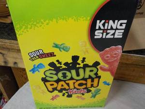 lot 157 image: 18 ct 3.4 oz bags Sour Patch Kids...