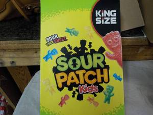 lot 158 image: 18 ct 3.4 oz bags Sour Patch Kids...