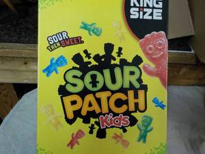 lot 159 image: 18 ct 3.4 oz bags Sour Patch Kids...