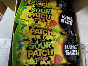 lot 160 image: 18 ct 3.4 oz bags Sour Patch Kids...