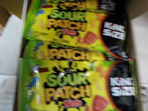 lot 162 image: 18 ct 3.4 oz bags Sour Patch Kids...