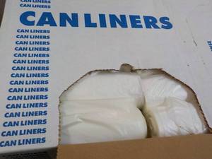 lot 249 image: Case of 250 Clear 33 Gallon Can Lin...
