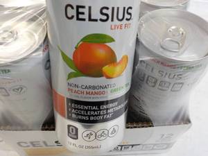 lot 282 image: 12 ct 12 oz cans Celsius Non-Carbon...