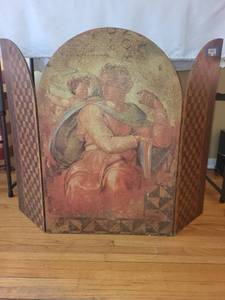 lot 299 image: Artistic Three-Panel Decorate Art  Fireplace Cover