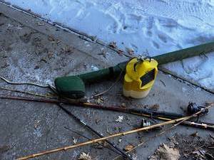 lot 411 image: Vintage Fishing Rods, Fly Fishing Rod and Buoy Lot