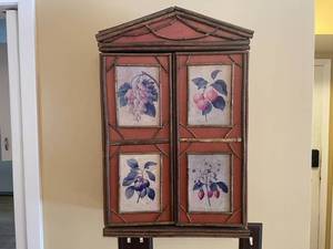 lot 55 image: Vintage Wooden Cabinet with Fruit Panels