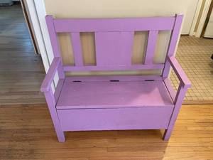 lot 54 image: Purple Wooden Storage Bench