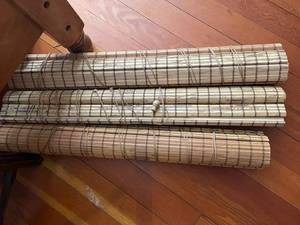 lot 114 image: Natural Bamboo Window Blinds Set