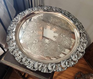 lot 8 image: Silver Plated Ornate Serving Tray