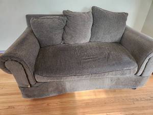 lot 25 image: Gray Fabric Loveseat Sofa
