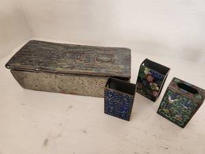 lot 51 image: Ceramic Box with Cloisonn Accents