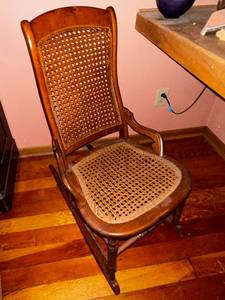 lot 119 image: Antique Cane Back Rocking Chair