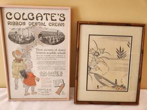 lot 276 image: Vintage Colgate Ad & Art Print Set