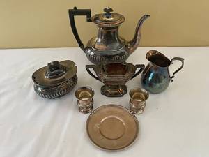 lot 32 image: Vintage Sterling Silver and Silver Plated Tea Set