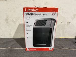 lot 118 image: Lasko 1500W Cyclonic Ceramic Console Electric Space Heater with Timer