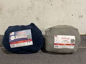 lot 131 image: LOT OF 2 Sunbeam Queen Blanket Microplush, 12 Heat Settings, 12-Hour Auto Shut-Off, Electric Heated Blanket with Controller
