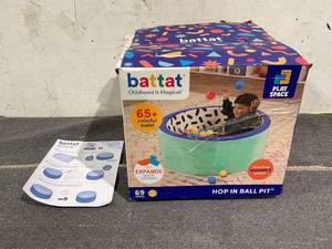 lot 103 image: Battat Hop in Foam Indoor Ball Pit with 65 Balls and Washable Cover, Toddler and Preschool Toys