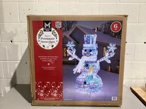 lot 512 image: Members Mark 6 Pre-Lit Prismatic Snowman Holiday Decoration