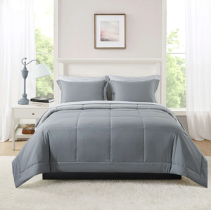 lot 138 image: 7PCS Full Size Mainstays Reversible Bed in a Bag Comforter Set with Sheets