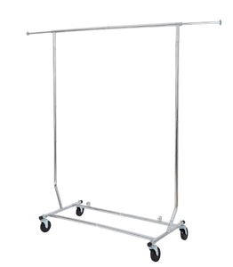 lot 358 image: Better Homes & Gardens 100lbs Heavy Duty Folding Adjustable Rolling Garment Rack