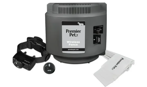 lot 484 image: Premier Pet Wireless Fence for Dogs, .5 Acre Adjustable Circular Barrier