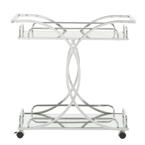 lot 550 image: Weston Home Nicole Chrome Finish Bar Cart with Curving Metal Frame