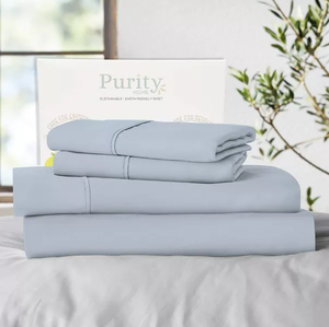 lot 558 image: King Size 400 Thread Count Ultimate Percale Cotton Solid Sheet Set - Purity Home