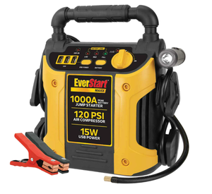 lot 181 image: EverStart 800 Peak Amp Jump Starter with 120 PSI Compressor, Pivoting LED Light, 3X USB Ports