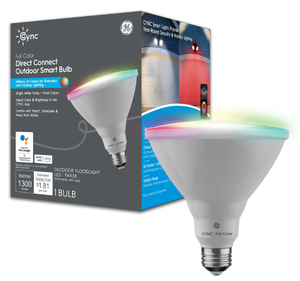 lot 182 image: LOT OF 5 GE Cync PAR38 Smart LED Light Bulb, Color Changing Outdoor Dcor Lights, 90 Watts