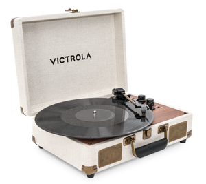 lot 433 image: Victrola Venture Bluetooth Portable Mid-Century Modern Suitcase Record Player with 3-Speed Turntable & Built-in Speakers