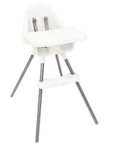 lot 575 image: Regalo Baby Basics High Chair, Removable Oversized Tray with Cup Holder, 5-Point Harness, White, Plastic Chair, Steel Legs, Ages 6-36 Months