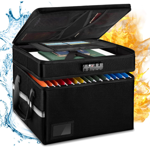lot 579 image: Fireproof Document Box with Lock 2-Layer File Box Organizer File Storage, Fireproof File Cabinet Box