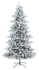 lot 645 image: 7.5ft Pre-Lit Flocked Green Birmingham Fir Artificial Christmas Tree with 400 White LED Lights, by My Texas House
