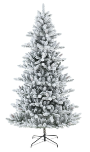 lot 650 image: 7.5ft Pre-Lit Flocked Green Birmingham Fir Artificial Christmas Tree with 400 White LED Lights, by My Texas House