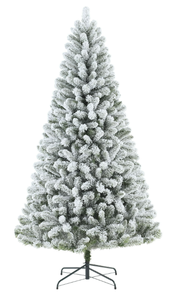 lot 653 image: 6.5 ft Pre-Lit Flocked Frisco Pine Artificial Christmas Tree with 250 Color-Changing LED Lights and Stand, by Holiday Time