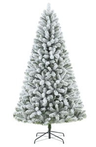 lot 662 image: 6.5 ft Pre-Lit Flocked Frisco Pine Artificial Christmas Tree with 250 Color-Changing LED Lights and Stand, by Holiday Time