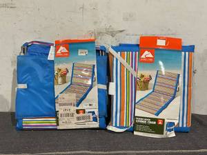lot 186 image: LOT OF 2 Ozark Trail Folding Beach Lounge Chair