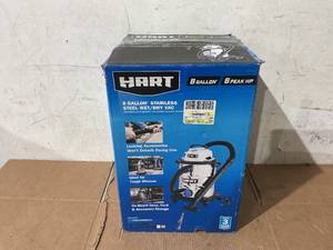 lot 466 image: HART 8 Gallon 6 Peak HP Stainless Steel WetDry Vacuum