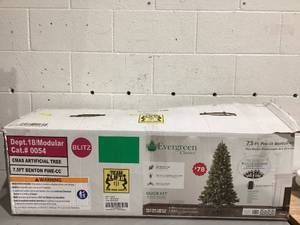 lot 582 image: Evergreen Classics 7.5ft Pre-Lit Benton Pine Artificial Christmas Tree, Color-Changing LED Lights