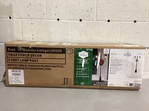 lot 590 image: 6 Pre-Lit Battery-Operated Christmas Lamp Post with Lighted Wreath, Holiday Time
